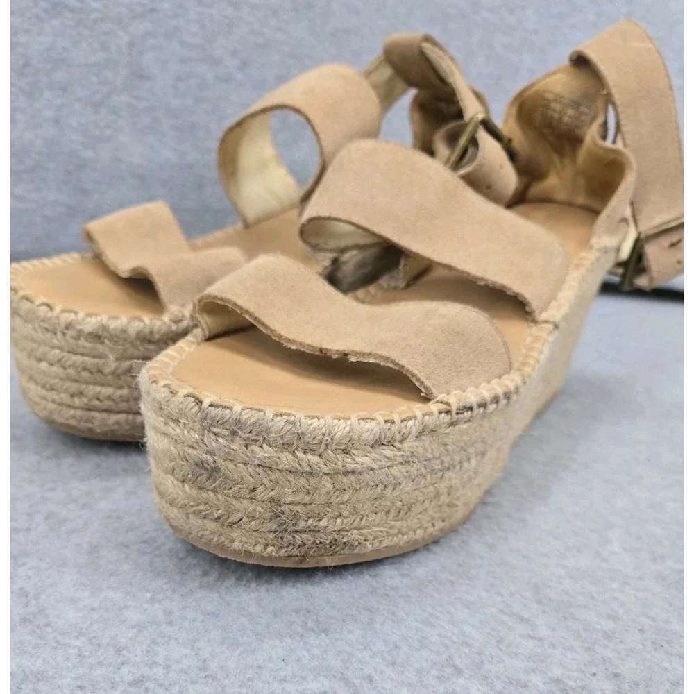 Soludos Suede Platform Espadrille Sandals Wide Strappy Ankle Women's Size‎ 8.5